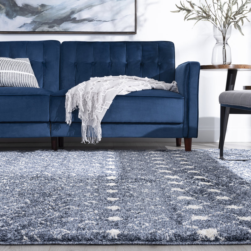 Dakota Fields Magee Performance Blue/Cream Rug Wayfair